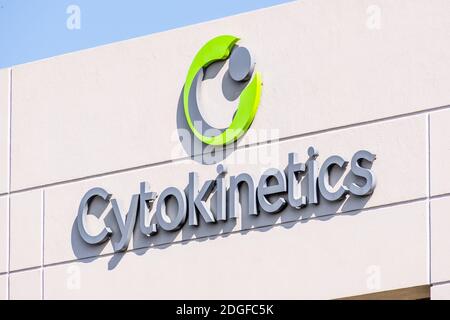 Sep 21, 2020 South San Francisco / CA / USA - Cytokinetics logo at their Silicon Valley HQ; Cytokinetics, Inc. is a biopharmaceutical company that dev Stock Photo