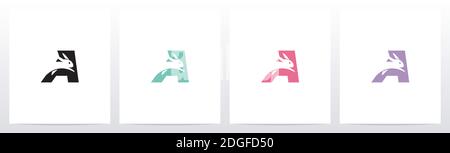 Rabbit Running On Letter Logo Design A Stock Vector