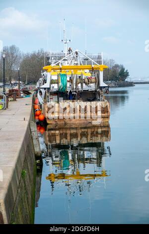 Small Boat Rear tools and utensils of a fishing boat Stock Photo - Alamy