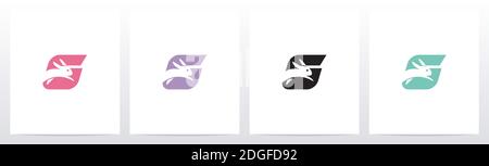 Rabbit Running On Letter Logo Design G Stock Vector