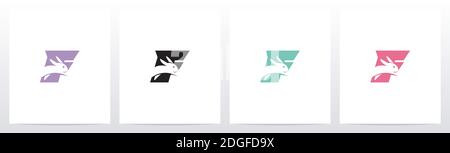 Rabbit Running On Letter Logo Design F Stock Vector