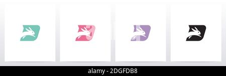Rabbit Running On Letter Logo Design D Stock Vector