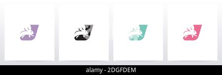 Rabbit Running On Letter Logo Design J Stock Vector