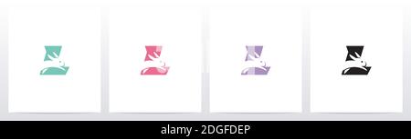 Rabbit Running On Letter Logo Design L Stock Vector