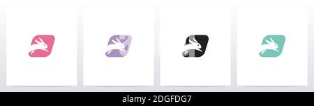Rabbit Running On Letter Logo Design O Stock Vector