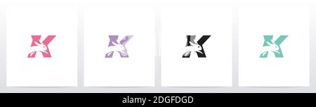 Rabbit Running On Letter Logo Design K Stock Vector
