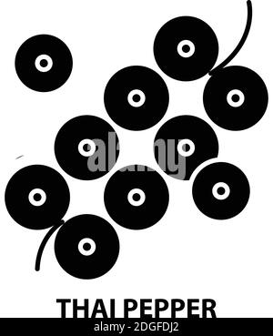 thai pepper icon, black vector sign with editable strokes, concept illustration Stock Vector