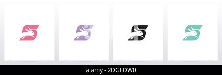 Rabbit Running On Letter Logo Design S Stock Vector