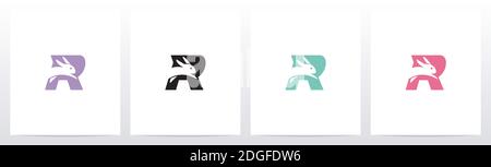 Rabbit Running On Letter Logo Design R Stock Vector