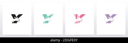Rabbit Running On Letter Logo Design Y Stock Vector