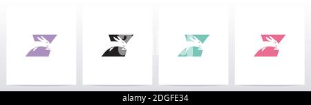 Rabbit Running On Letter Logo Design Z Stock Vector