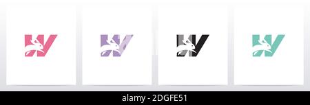 Rabbit Running On Letter Logo Design W Stock Vector