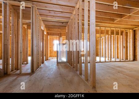 Interior view of a house under construction Stock Photo