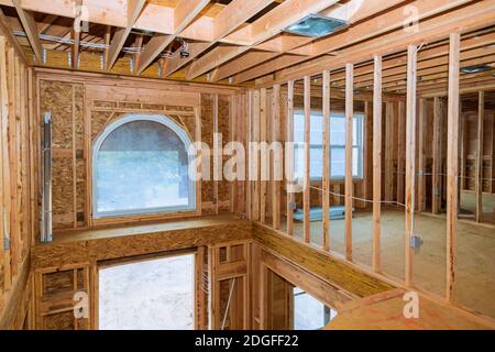 Framing beam of new house under construction home framing Stock Photo