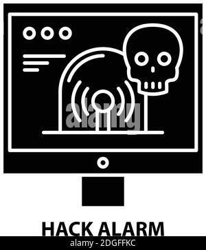 hack alarm icon, black vector sign with editable strokes, concept illustration Stock Vector