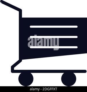 shopping cart trolley with horizontal lines , style line icon vector ...