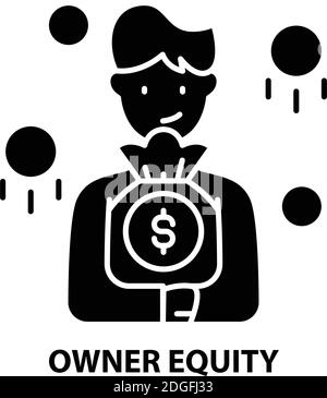 owner equity icon, black vector sign with editable strokes, concept illustration Stock Vector