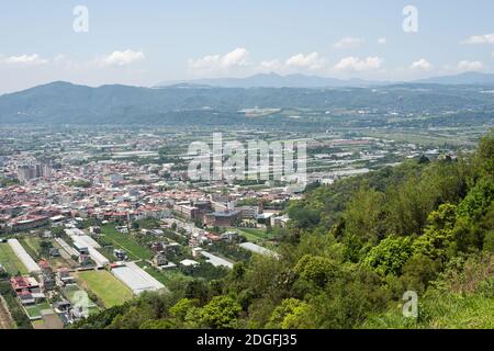 Cityscape of Puli township with clouds under sky Stock Photo