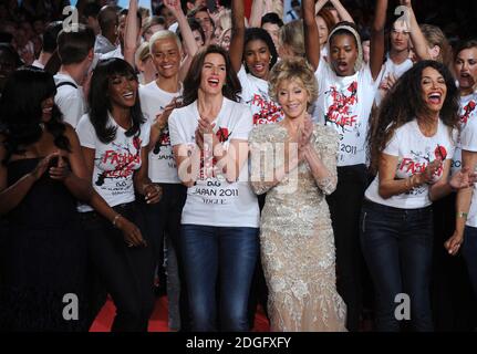 Naomi Campbell, actress Jane Fonda, Afef Jnifen and models on the catwalk at the Fashion For Relief Show, Cannes. Part of the 64th Cannes Film Festival. Stock Photo