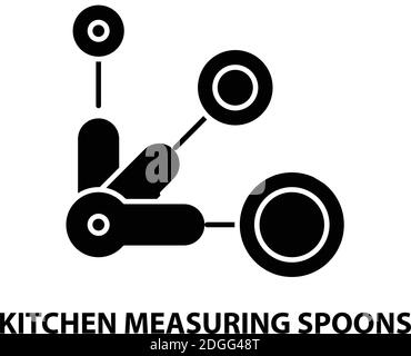 kitchen measuring spoons icon, black vector sign with editable strokes, concept illustration Stock Vector