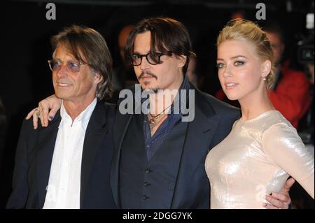 Bruce Robinson, Johnny Depp and Amber Heard arriving at the European Premiere of The Rum Diary, Odeon Cinema, Kensington High St, London. Stock Photo