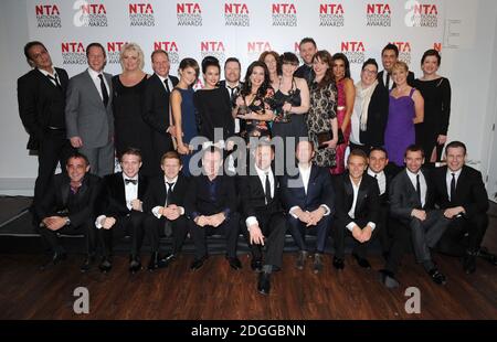 The Cast of Coronation Street back stage at The National Television Awards 2012, O2 Arena, Greenwich, London. Stock Photo