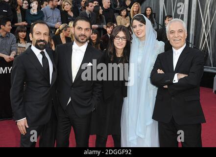 Asghar Farhadi, Peyman Moadi, Leyla Hatami, Mahmoud Kalari and Sarina Farhadi arriving for the 84th Academy Awards at the Kodak Theatre, Los Angeles. Stock Photo