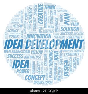 Idea Development typography word cloud create with text only. Stock Photo