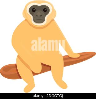 Gibbon on tree icon. Cartoon of gibbon on tree vector icon for web design isolated on white background Stock Vector