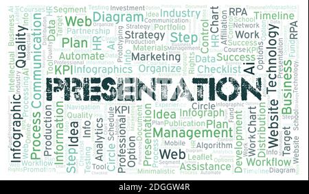 Presentation typography word cloud create with text only. Stock Photo