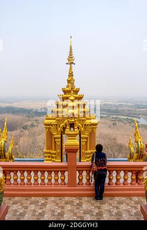 Female tourist at Wat Phra That Doi Phra Chan Stock Photo