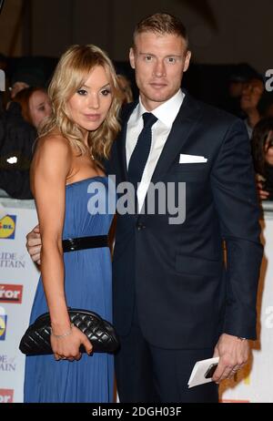 Andrew 'Freddie' Flintoff and wife Rachael Wools arriving at The Pride of Britain Awards 2012, Grosvenor House Hotel, London Stock Photo