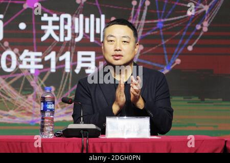 The retired Chinese table tennis player Liu Guoliang shows up at the opening ceremony of a national amateur table tennis competition in Zhengzhou city Stock Photo