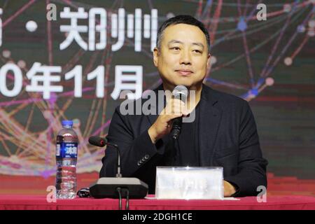 The retired Chinese table tennis player Liu Guoliang shows up at the opening ceremony of a national amateur table tennis competition in Zhengzhou city Stock Photo