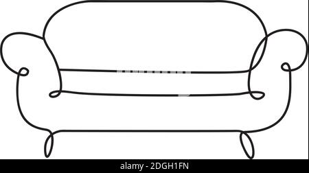 sofa livingroom forniture one line style icon vector illustration design Stock Vector