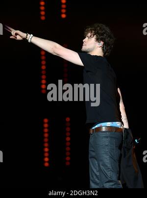 Jay McGuiness of The Wanted on stage during the 2012 Capital FM Jingle Bell Ball at the O2 Arena, London. Stock Photo