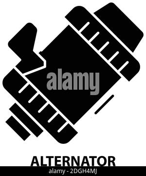 alternator icon, black vector sign with editable strokes, concept illustration Stock Vector