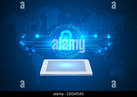 cyber security and threat technology protection by padlock abstract background. privacy protection innovation background. Stock Vector