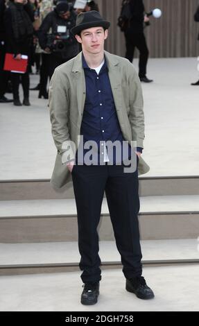 Callum Turner arriving at the Burberry Prorsum Catwalk Show part of London Fashion Week Autumn Winter 2013 Hyde Park London Stock Photo Alamy