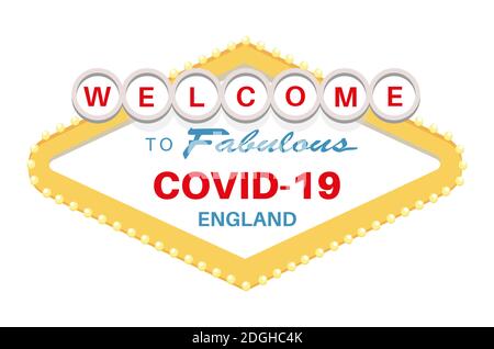 Welcome to Fabulous COVID-19 England sign - Vector Illustration on a white background Stock Vector