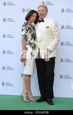 Lilly Becker and Boris Becker arriving at the Novak Djokovic Foundation fundraising dinner at the Camden Roundhouse, London    Stock Photo