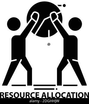 resource allocation icon, black vector sign with editable strokes, concept illustration Stock Vector