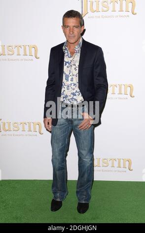 Antonio Banderas arriving at the UK Premiere of Justin and the Knights of Valour, May Fair Hotel, London. Stock Photo