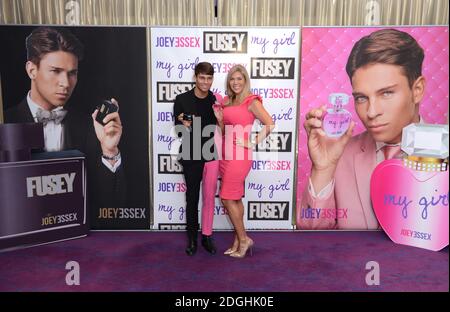 Joey Essex with his sister Frankie Essex launches his new His and Hers fragrances, Fusey and My Girl, at the Sanctum Soho Hotel, London.   Stock Photo