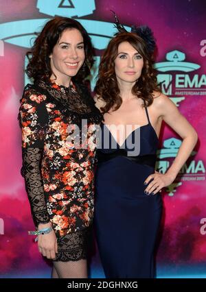 Carice van Houten (right) and Halina Reijn arriving for the 2013 MTV Europe Music Awards at the Ziggo Dome Amsterdam, Netherlands. Stock Photo