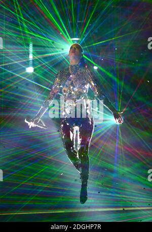 Katy Perry performs on stage during the 2013 MTV Europe Music Awards at the Ziggo Dome Amsterdam, Netherlands. Stock Photo