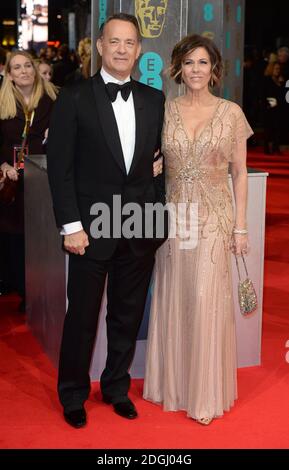 Tom Hanks and Rita Wilson arriving at The EE British Academy Film Awards 2014, at the Royal Opera House, Bow Street, London.   Stock Photo