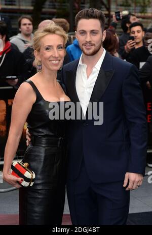 Aaron Taylor Johnson and Sam Taylor Wood arriving at the European Premiere of Godzilla, Odeon Cinema, Leicester Square, London.    Stock Photo