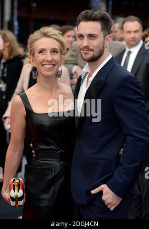 Aaron Taylor Johnson and Sam Taylor Wood arriving at the European Premiere of Godzilla, Odeon Cinema, Leicester Square, London.    Stock Photo