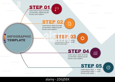 Startup development stages vector infographic template. Business wizard flowchart Stock Vector